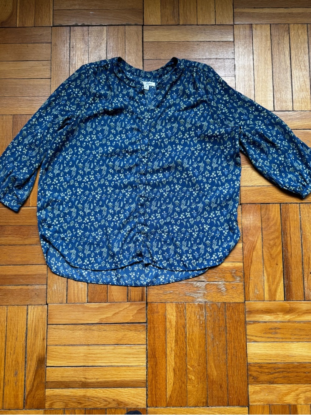 Jachs Girlfriend Blue Floral Button-Down Blouse